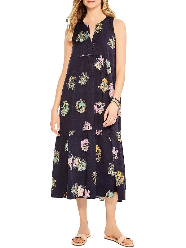 Womens Cotton Mid-Calf Midi Dress