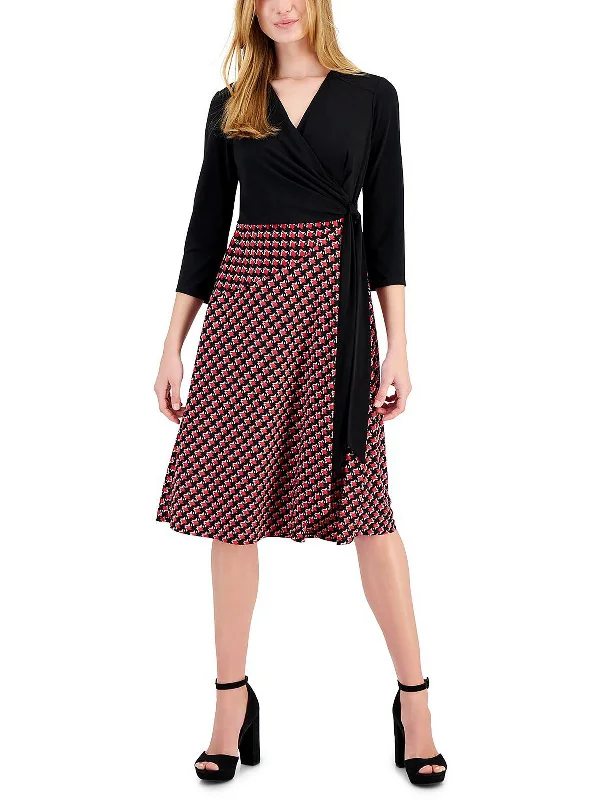 Womens Houndstooth Midi Midi Dress