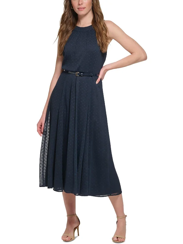 Womens Party Midi Fit & Flare Dress