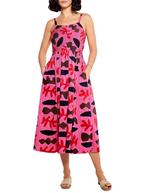 Womens Printed Midi Sundress