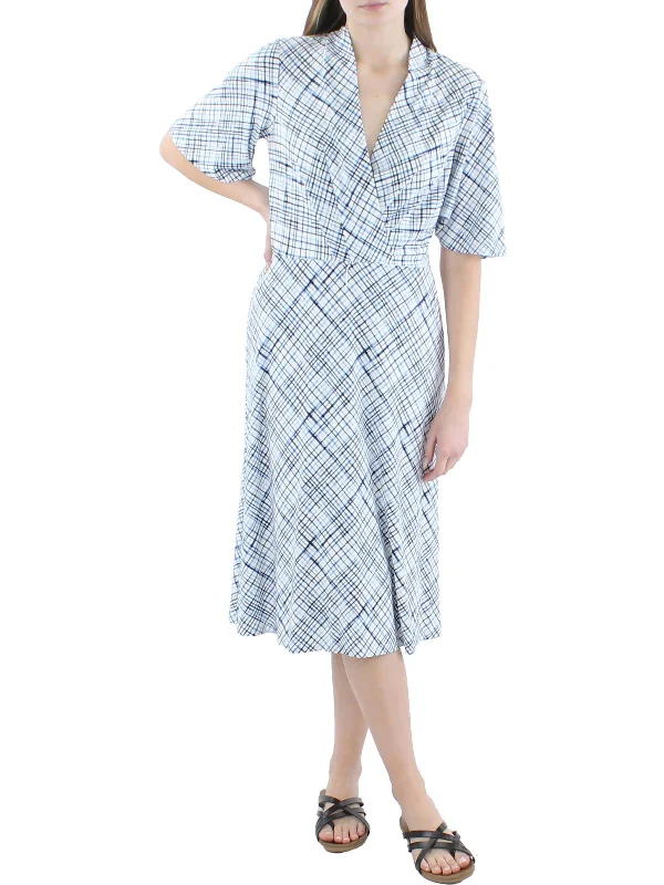 Womens Printed Midi Wear to Work Dress