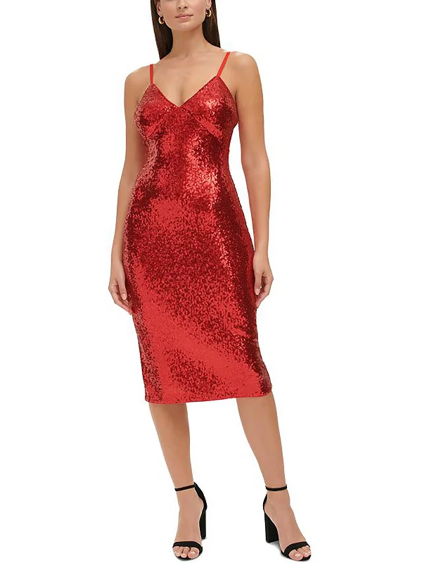 Womens Sequined Midi Midi Dress