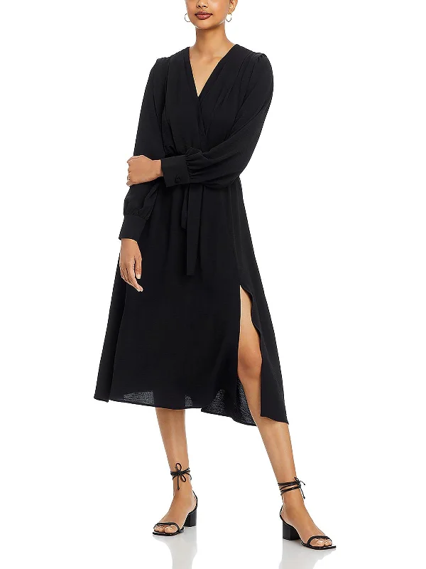 Womens Wrap Midi Midi Dress