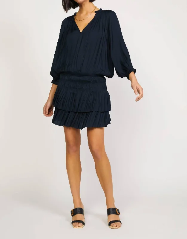 Aurelie Pleated Mini Dress In Black