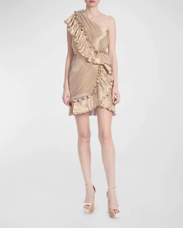 Metallic Mini Mercer Dress In Bronze