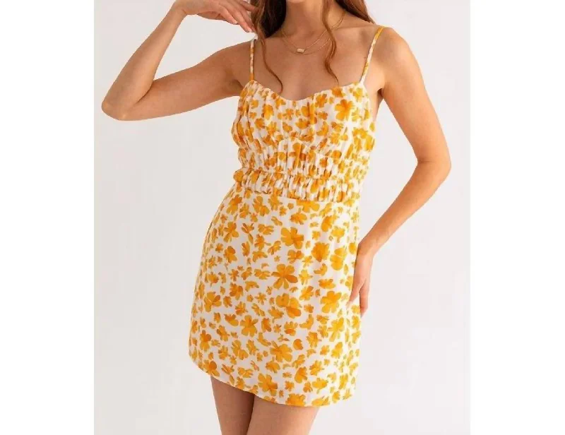 Sweet Floral Mini Dress In Apricot