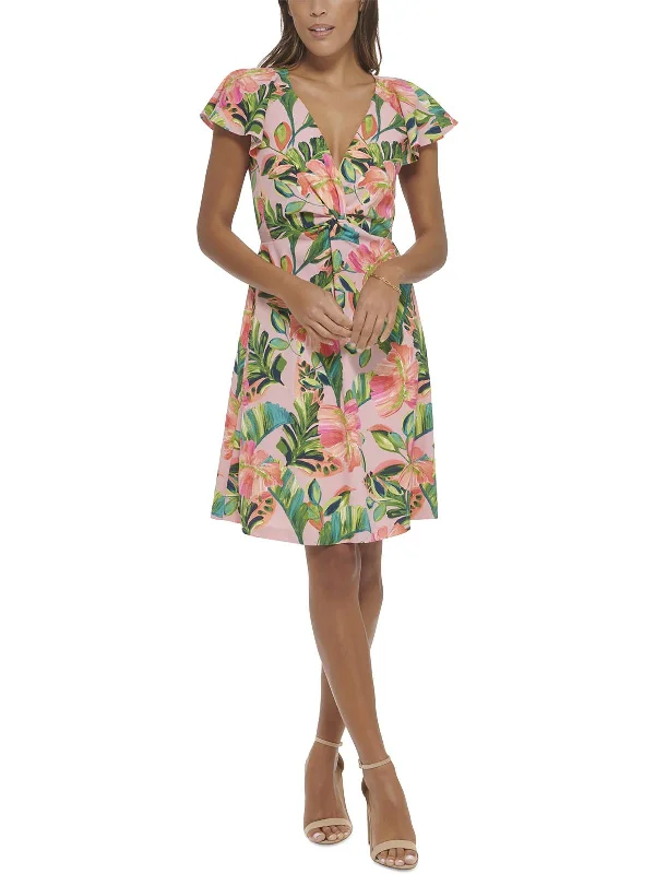 Womens Floral Mini Fit & Flare Dress