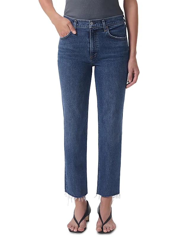 Womens Organic Cotton Mid-Rise Straight Leg Jeans