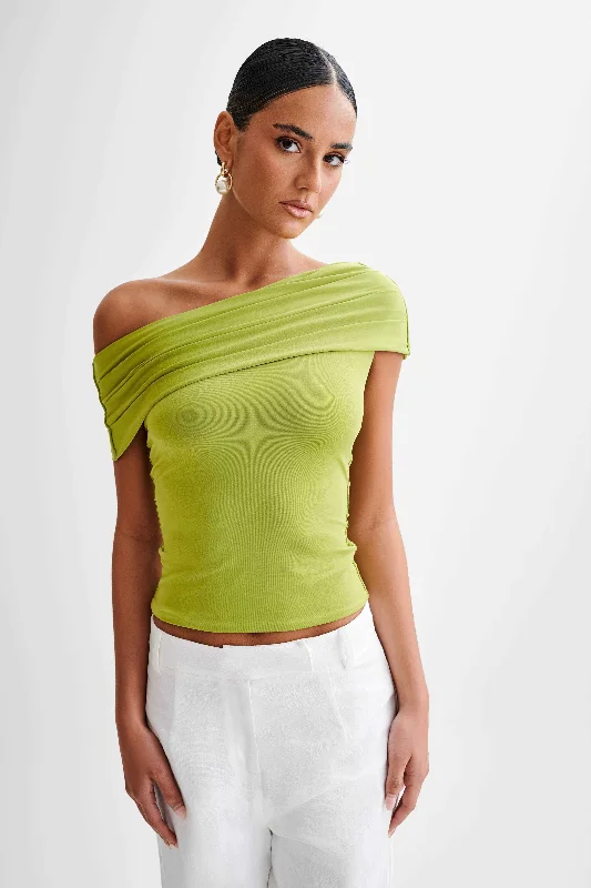 Cassandra Off Shoulder Slinky Top - Apple