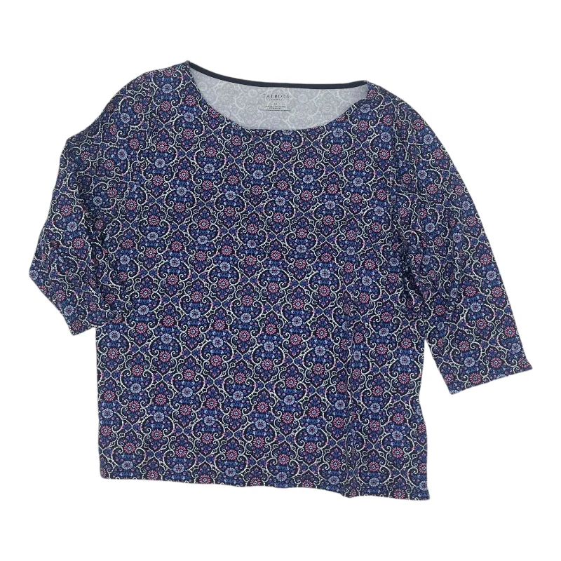 Top 3/4 Sleeve By Talbots In Blue & Pink, Size:2X