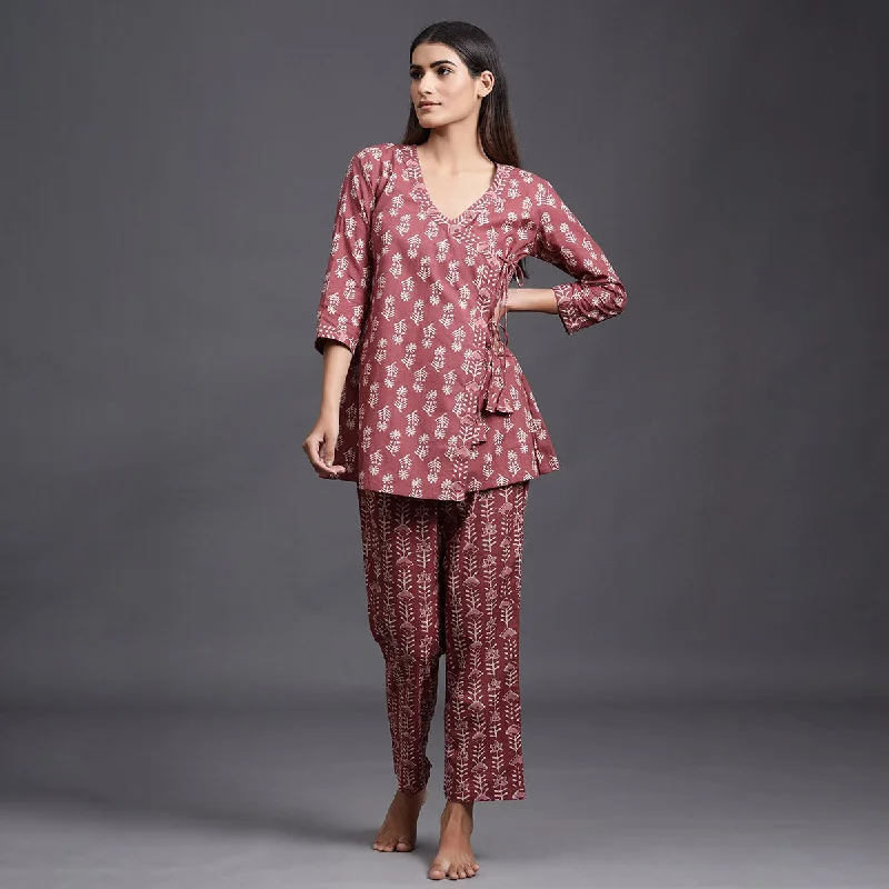 Bouquet on Wine Angrakha Loungewear Top Set