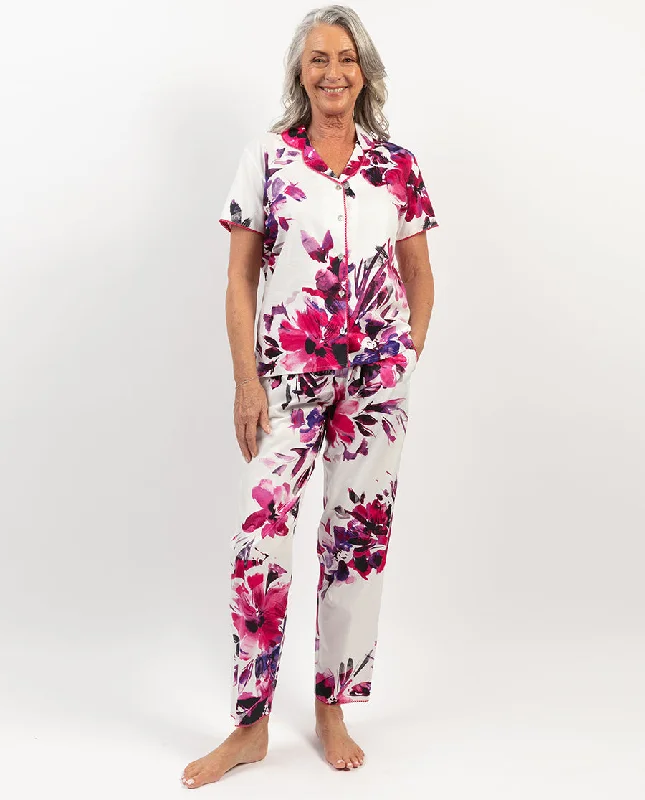 Delilah Lace Trim Floral Print Pyjama Set