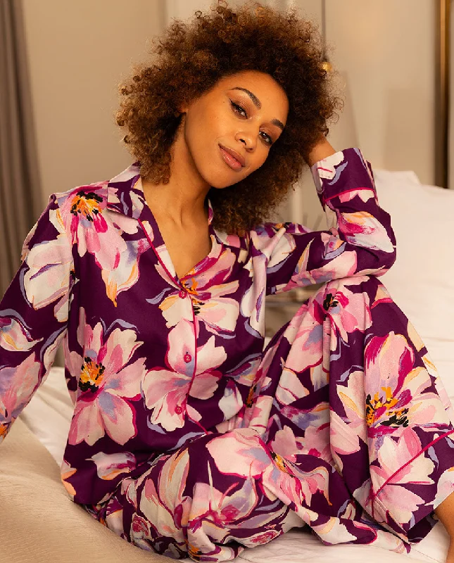 Hazel Womens Floral Print Wide Leg Pyjama Set